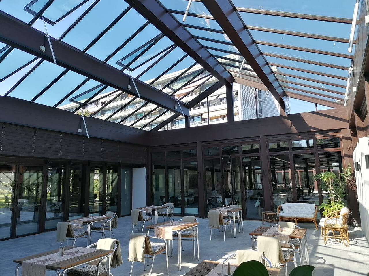 Atrium med glaspaneler og naturlig ventilation, Sophie Amalie Gården