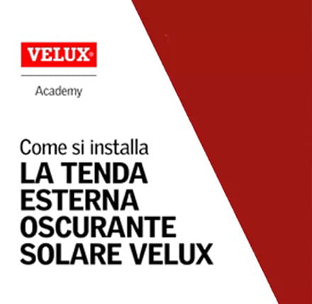 VELUX Akademie Werbung für die Installation von Solar-Verdunkelungsrollos.