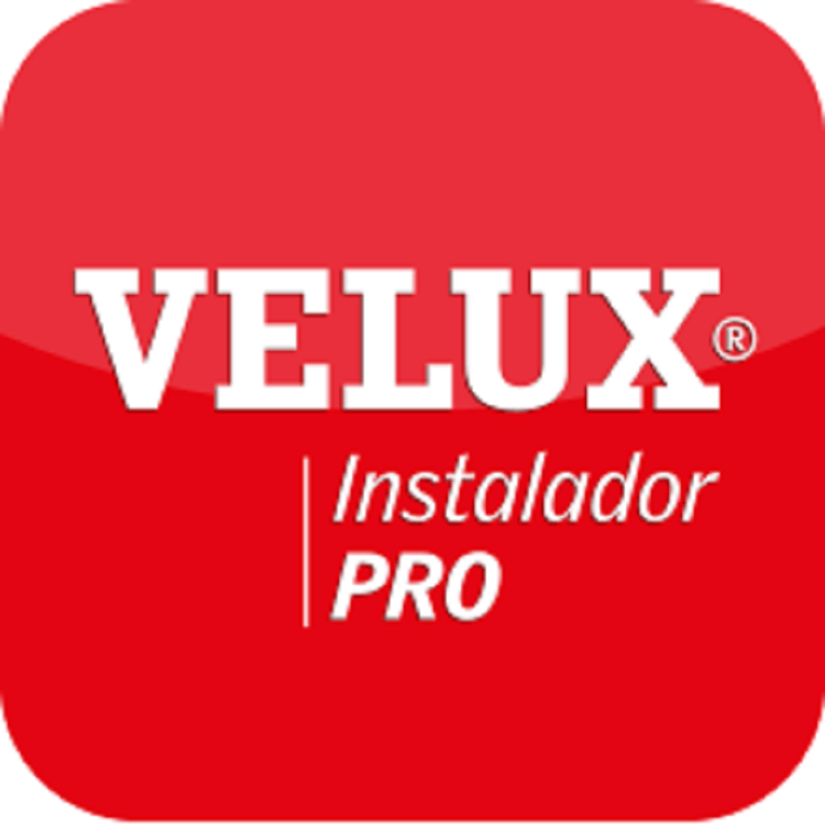 Rotes VELUX Instalador PRO Abzeichen, das den Status als zertifizierter professioneller Einbauer anzeigt.