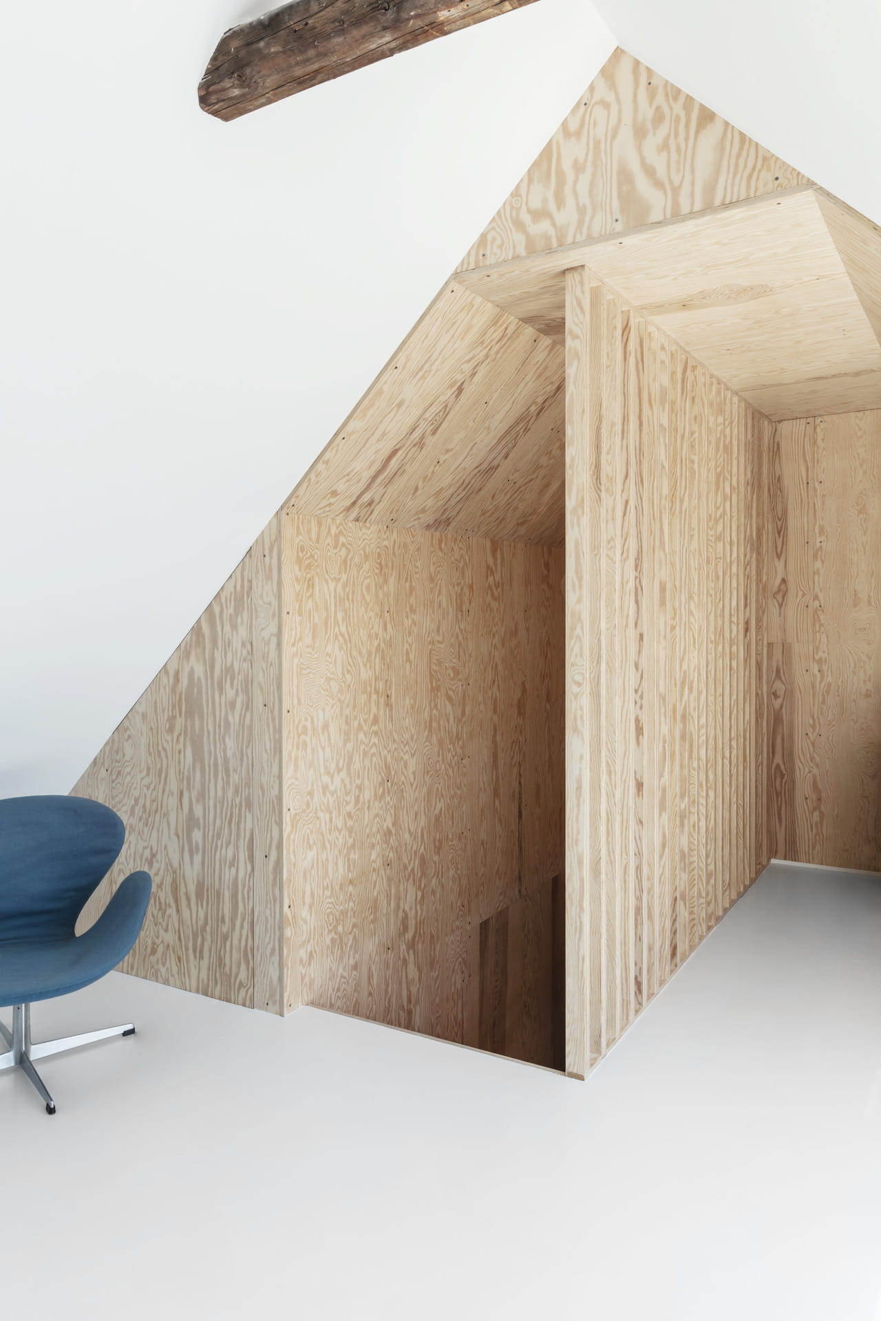 Attic area with wooden walls,