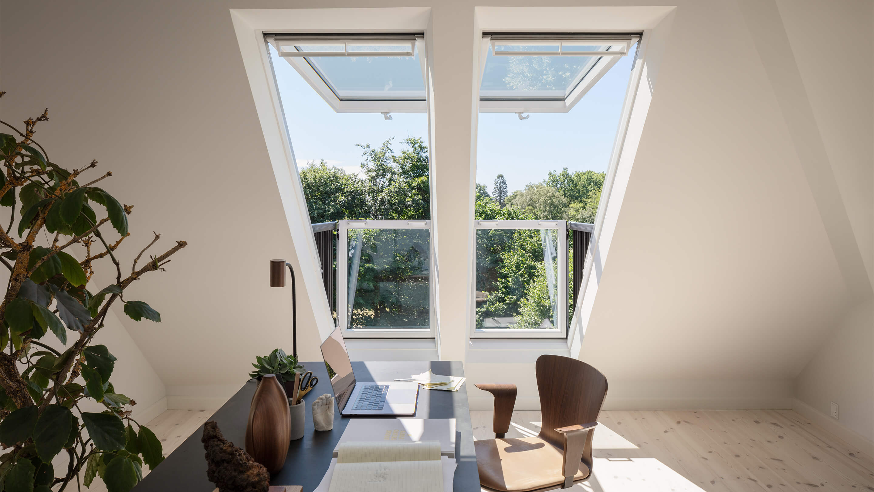 double  VELUX roof balcony seen from inside living room