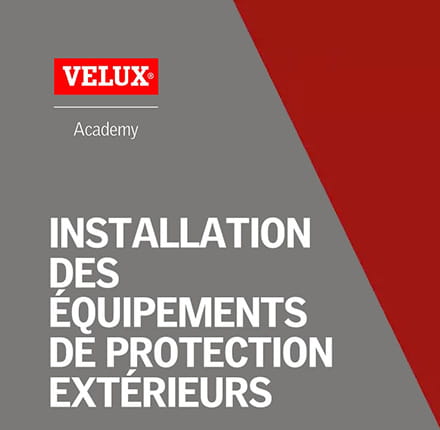 VELUX Akademie Anzeige für Schulungen zum Einbau von externem Schutzzubehör.