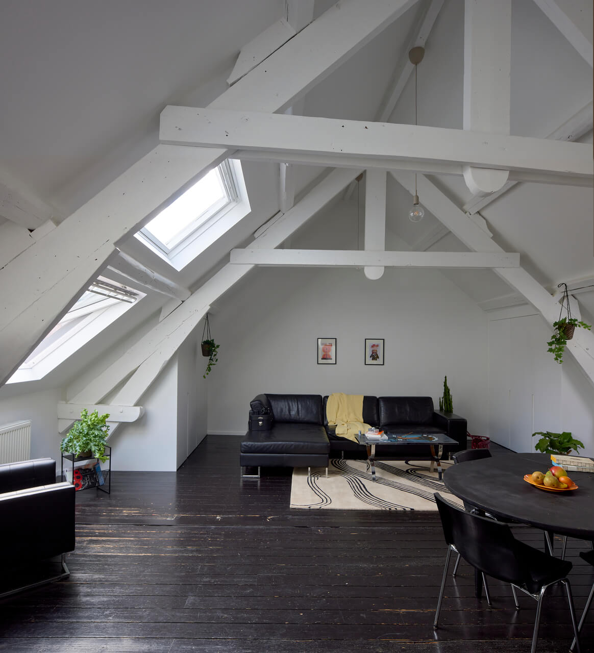 A living room in the attic.