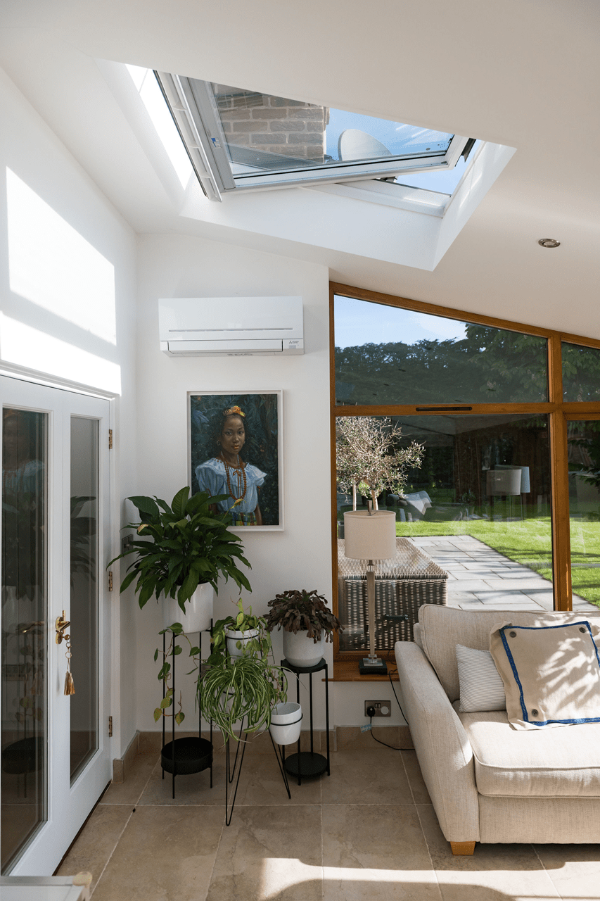 Designing an energy-efficient living space with roof windows-living room window
