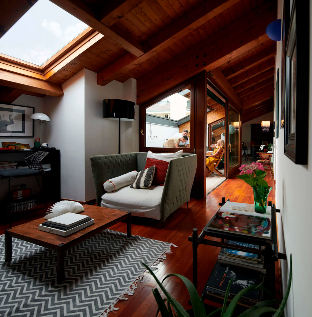 Living room with a roof window